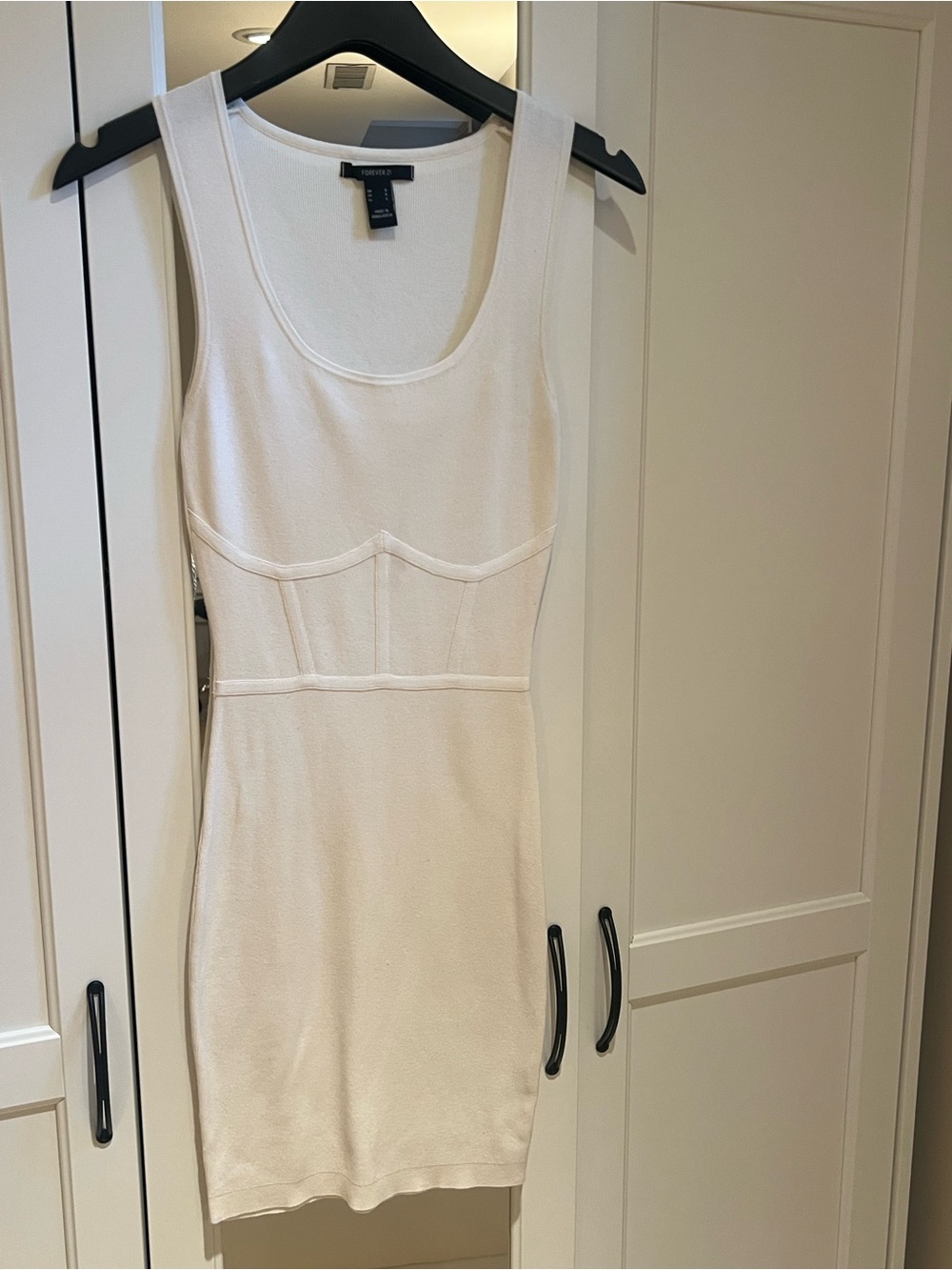Forever 21 White Sleeveless Mini Dress with Corset Seams